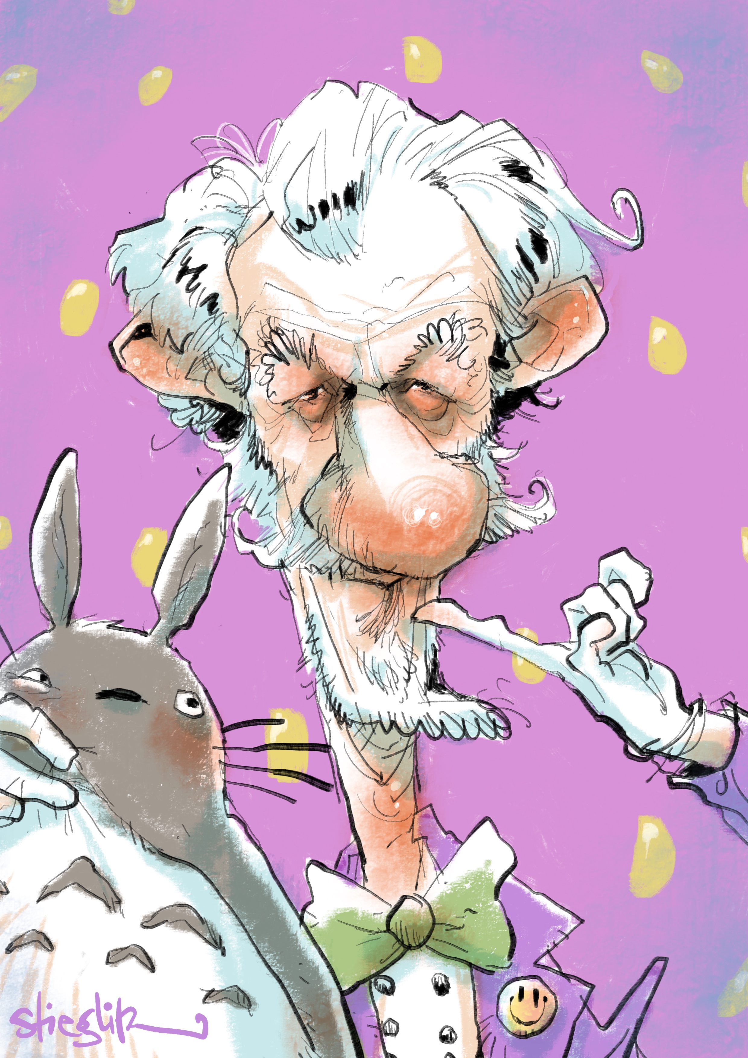 Sir Ian Murray McKellen Gandalf Karikatur Caricature Caricatura by Schnellzeichner Daniel Stieglitz